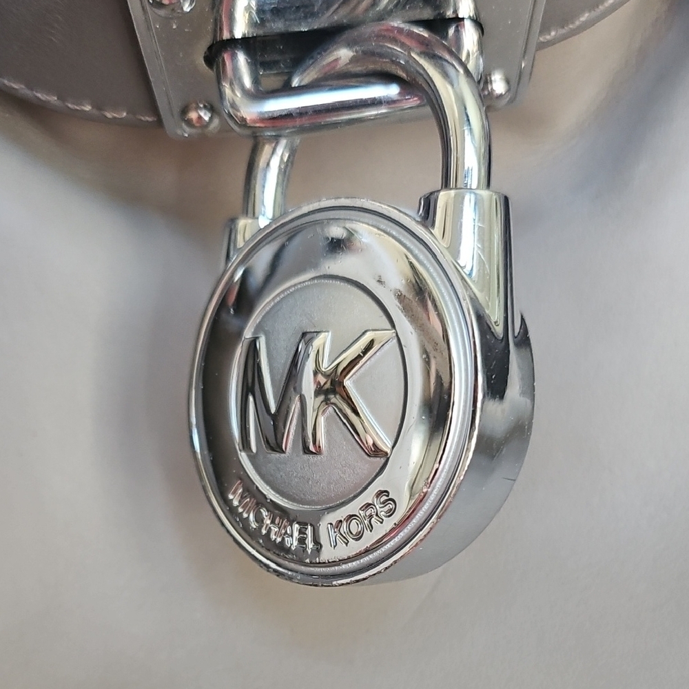 Michael Kors Charcoal / Taupe Leather Satchel - Picture 2 of 10